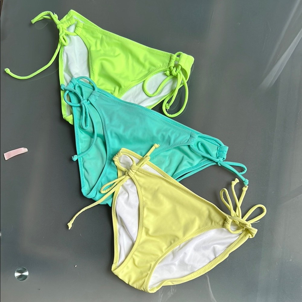 Victoria’s Secret Women’s Tie-Side Bikini Bottoms - Lime, Aqua & Lemon